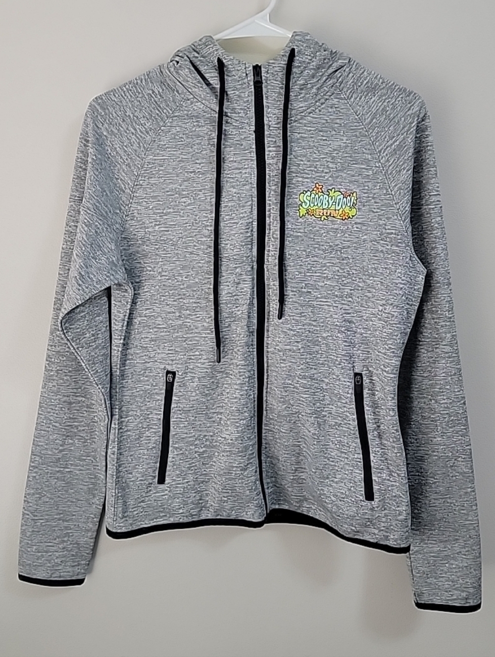 Running Man Gray Green Zip Women's S Scooby Doo Run  Hoodie Sweatshirt NWOT